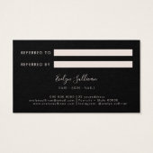 Carte de référence noire rose Boho (Dos)