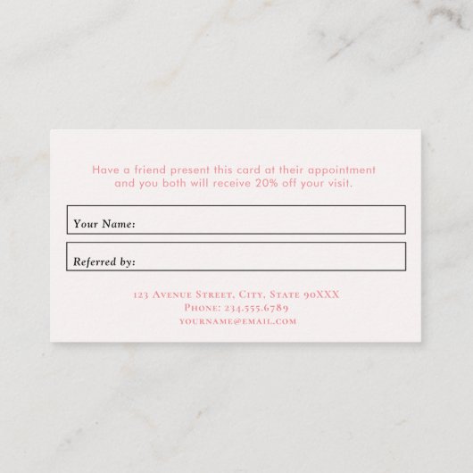 carte de référence or & rose tendance (Dos)