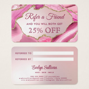 Carte de référence Pink Agate Faux Foil