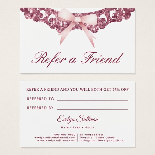 Carte de référence pour arbalète rose vintage cadr (Devant & derrière)