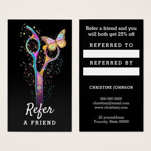 carte de référence pour ciseaux de coiffure (Devant & derrière)