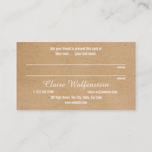 Carte de référence pour la loyauté moderne minimal (Dos)