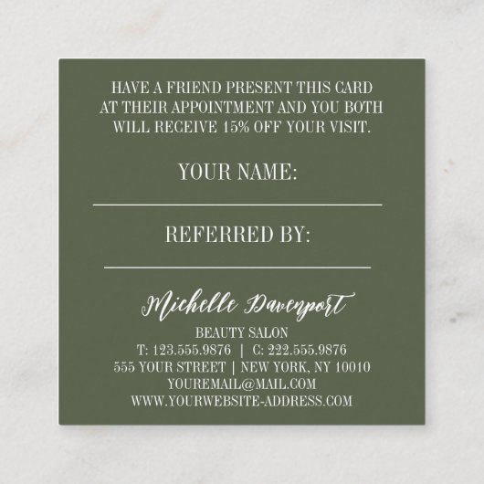 Carte de référence pour les amis de Noël (Dos)