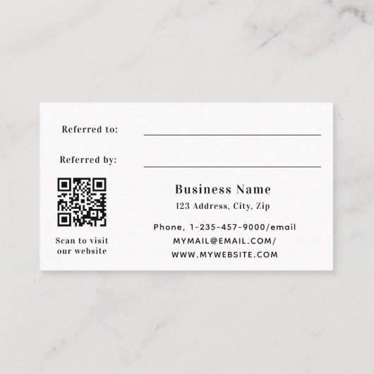 Carte de référence professionnelle de code qr noir (Dos)