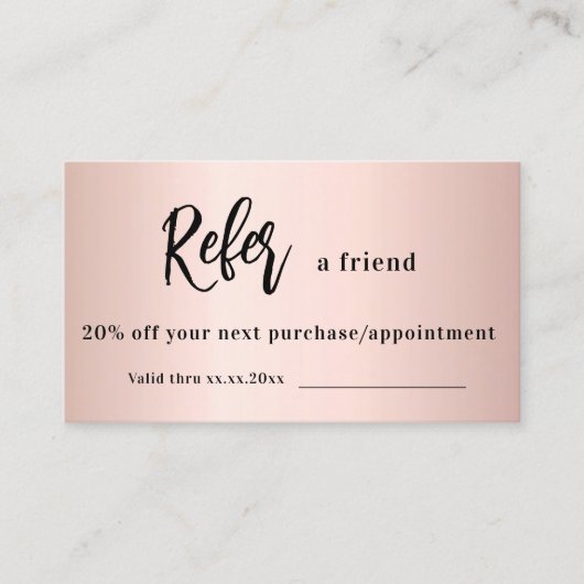Carte de référence professionnelle rose or blush q (Devant)