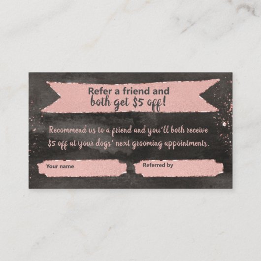 Carte de référence rose Empreinte de patte Gold po (Devant)