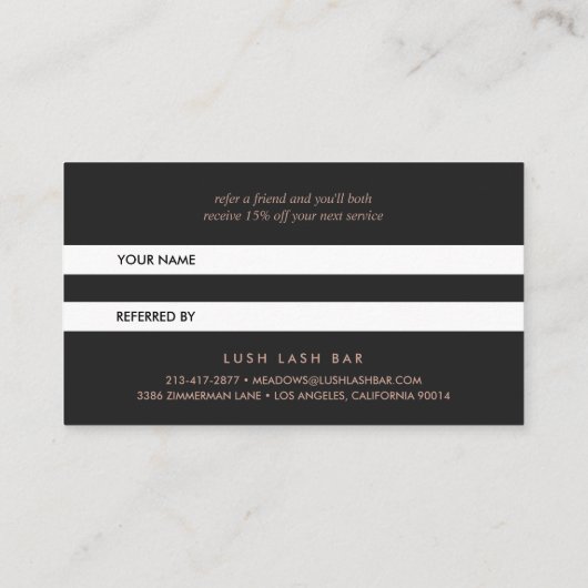 Carte de référence rose Gold Eyelashes (Dos)