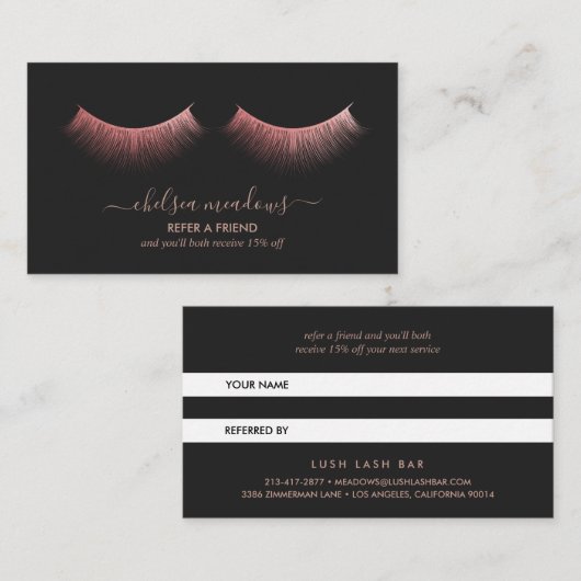 Carte de référence rose Gold Eyelashes (Devant / Derrière)