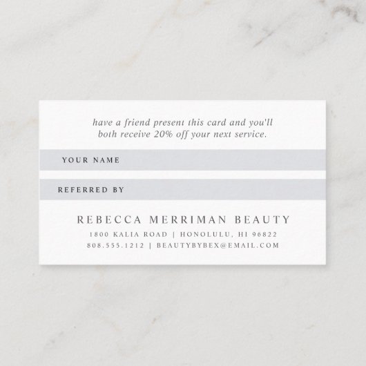 Carte de référence rose Gold Marquee (Dos)