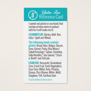 Carte de référence sans gluten