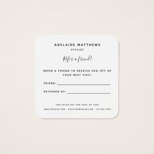 Carte de référence simple et élégante de Monogramm (Dos)