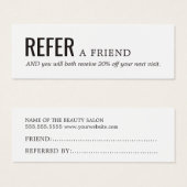Carte de référence simple et élégante en noir et b (Devant & derrière)