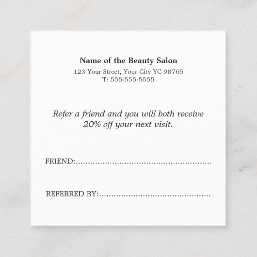 Carte de référence simple et élégante en noir et b (Dos)