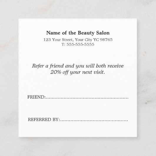 Carte de référence simple et élégante en noir et b (Dos)