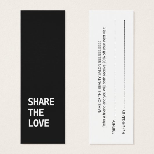 Carte de référence simple et élégante en noir et b (Devant & derrière)