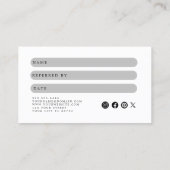 Carte de référence simple et élégante en noir et b (Dos)