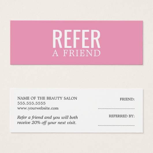 Carte de référence simple et élégante rose pâle (Devant & derrière)