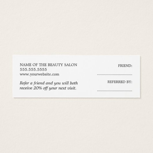 Carte de référence simple et élégante rose pâle (Dos)