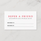 Carte de référence simple et élégante rouge blanc (Devant)