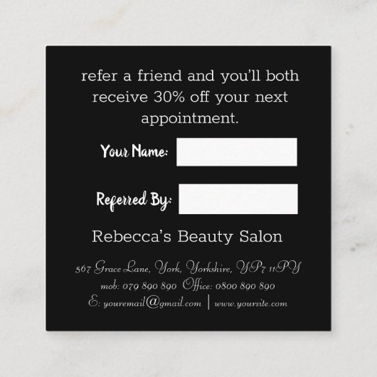 Carte de référence simple Monogramme noir et blanc (Dos)