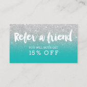 Carte de référence typographie moderne argent turq (Devant)