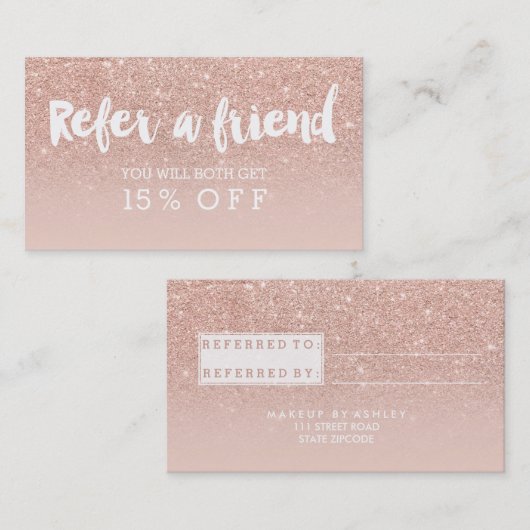 Carte de référence typographie moderne blush or ro (Devant / Derrière)