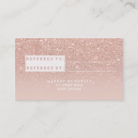 Carte de référence typographie moderne blush or ro (Dos)