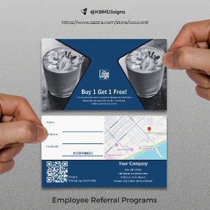 Carte De Référencement Acheter 1 Obtenir 1 Gratuit Bleu Blanc Noir Récomp