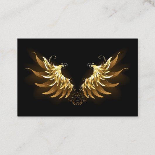 Carte De Référencement Ailes d'Ange d'or sur arrière - plan noir (Devant)