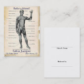 Carte De Référencement Anatomie dessin Vintage antérieur (Devant / Derrière)