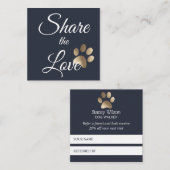 Carte De Référencement Animal Empreinte de patte Gold Et Navy (Devant / Derrière)