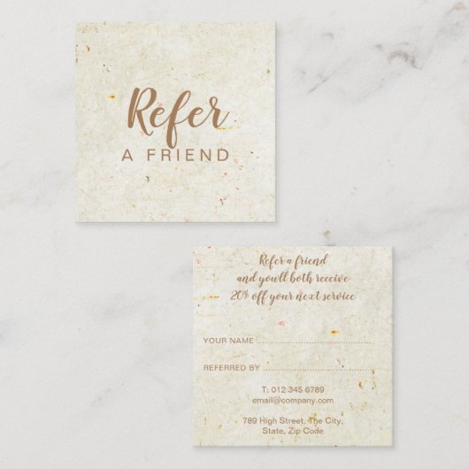 Carte De Référencement Antique Rustique Or Script (Devant / Derrière)