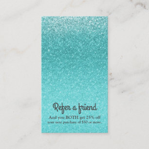 Carte De Référencement Aqua bleu de mer pailleté scintillant glamour élég