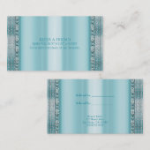 Carte De Référencement Aqua Bleu Sarcelle & Diamant Argenté Bling Réferer (Devant / Derrière)