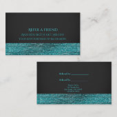 Carte De Référencement Aqua Blue Modern Glam Sequins recommander un ami (Devant / Derrière)