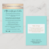 Carte De Référencement Aqua Eyelash Extensions Instructions de suivi (Devant / Derrière)