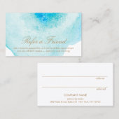 Carte De Référencement Aquarelle Abstraite Aqua Blue (Devant / Derrière)