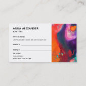 Carte De Référencement Aquarelle Abstraite orange violet (Dos)