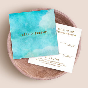 Carte De Référencement Aquarelle artistique bleu ciel client aiguillage