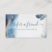 Carte De Référencement Aquarelle bleu or Feuilles botaniques Abstrait (Devant)