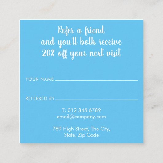 Carte De Référencement Aquarelle bleue (Dos)