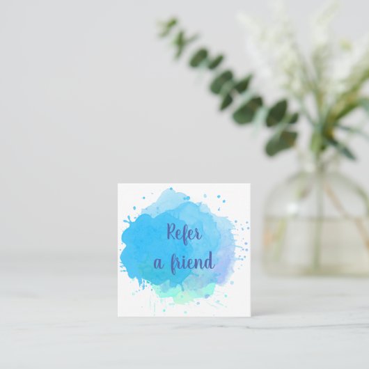 Carte De Référencement Aquarelle bleue (Debout devant)