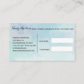 Carte De Référencement Aquarelle bleue de lagune (Dos)