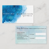 Carte De Référencement Aquarelle bleue de lagune (Devant / Derrière)