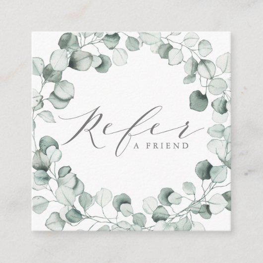 Carte De Référencement Aquarelle Dusty Blue Eucalyptus Wreath Business (Devant)