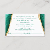 Carte De Référencement Aquarelle Élégante Émeraude Verte Et Or (Dos)