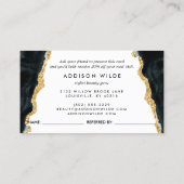 Carte De Référencement Aquarelle Élégante Noire Et Or (Dos)