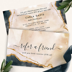 Carte De Référencement Aquarelle en marbre rose noir