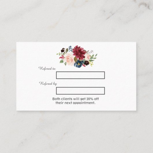 Carte De Référencement Aquarelle moderne Bourgogne Artiste de maquillage  (Dos)