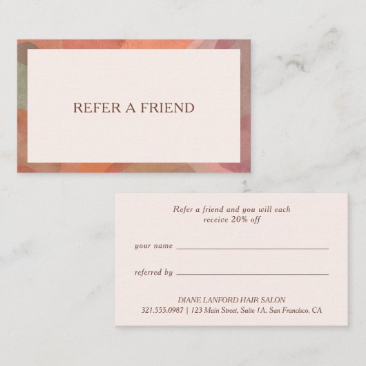 Carte De Référencement Aquarelle neutre Bordure moderne (Devant / Derrière)